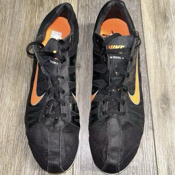 Nike Men's US Size 13 Zoom Rival D Black Orange Spike Track Shoes 414533-001 - Picture 4 of 12